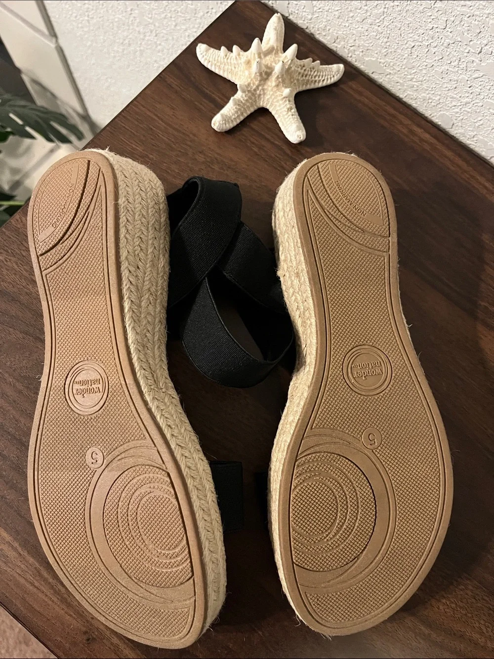 NWOT Black Espadrille Platform Sandals with Wrap Straps